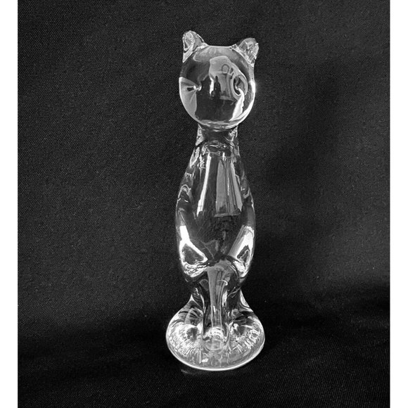 Vintage Pilgrim Glass Handmade Cat Figurine Clear Art Glass - Picture 5 of 12